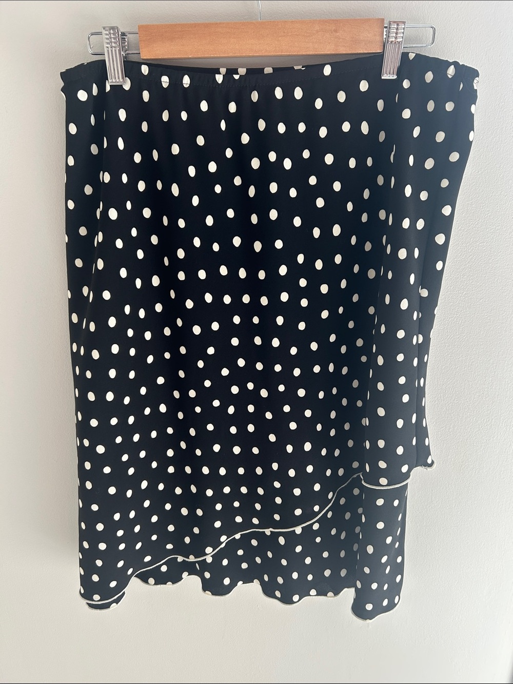 Vintage Black and White Polka Dot Midi Skirt
